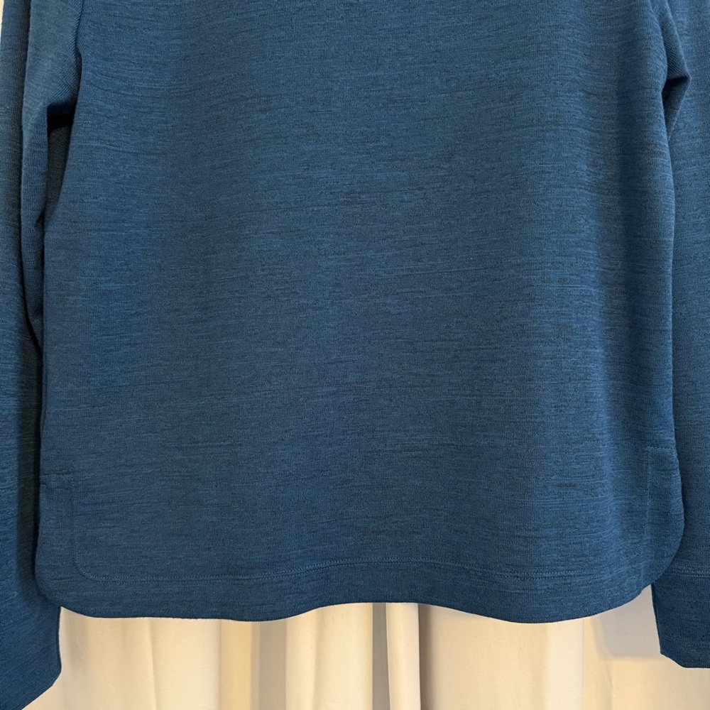 Toad & Co Blue Cowl Neck Pullover Kangaroo Pocket Top Womens Medium - Picture 8 of 11